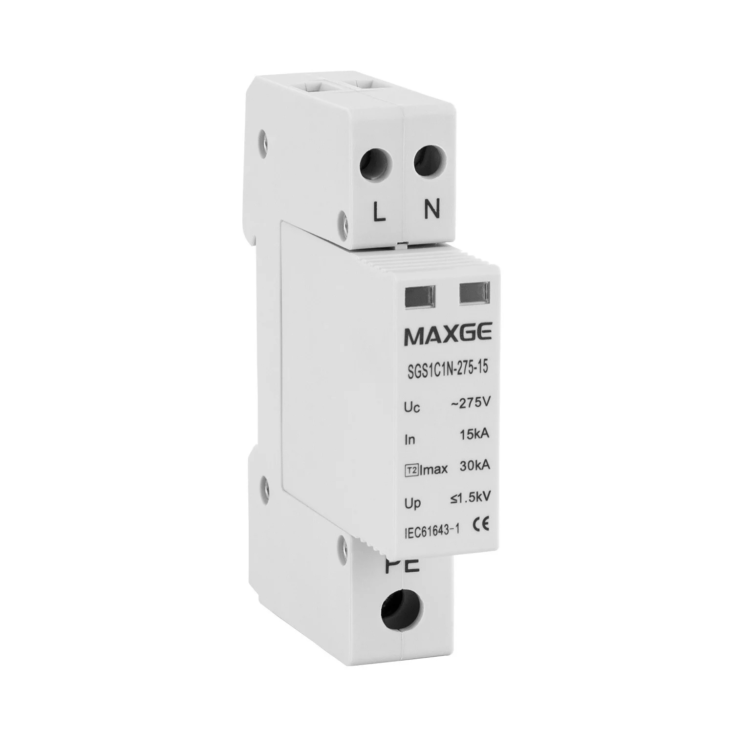 PROTECTOR SOBRETENSIONES TRANSITORIAS 1P+N-Clase II-30kA-15kA-1,5kV 1 DIM