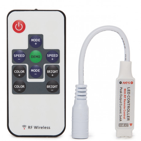 REGULADOR RGB LED DIMMER 12V / 24V MINI INFR CONTROLADOR