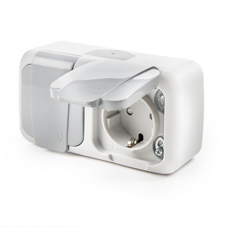 ENCHUFE DOBLE EXTERIOR 16A 250V GRIS IP54 PANASONIC