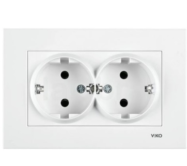 ENCHUFE DOBLE 16A 250V BLANCO CON MARCO