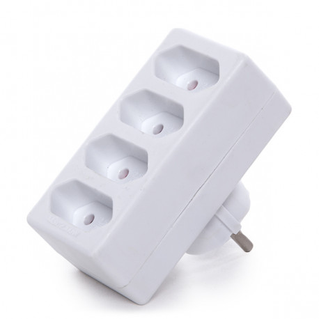 LADRON ENCHUFES 2 POLOS FIJA 4 ENCHUFES BLANCO